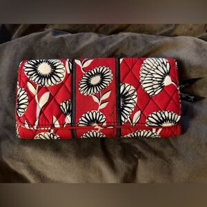 Vera Bradley Red and Black Floral Wallet NWOT